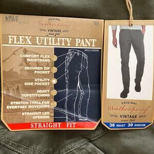 Weatherproof Vintage Mens Sz 36x30 Flax Utility Pant Straight Fit Stretch Twill